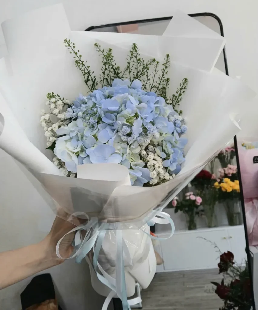 bo hoa cam tu cau 1 bong xanh 1